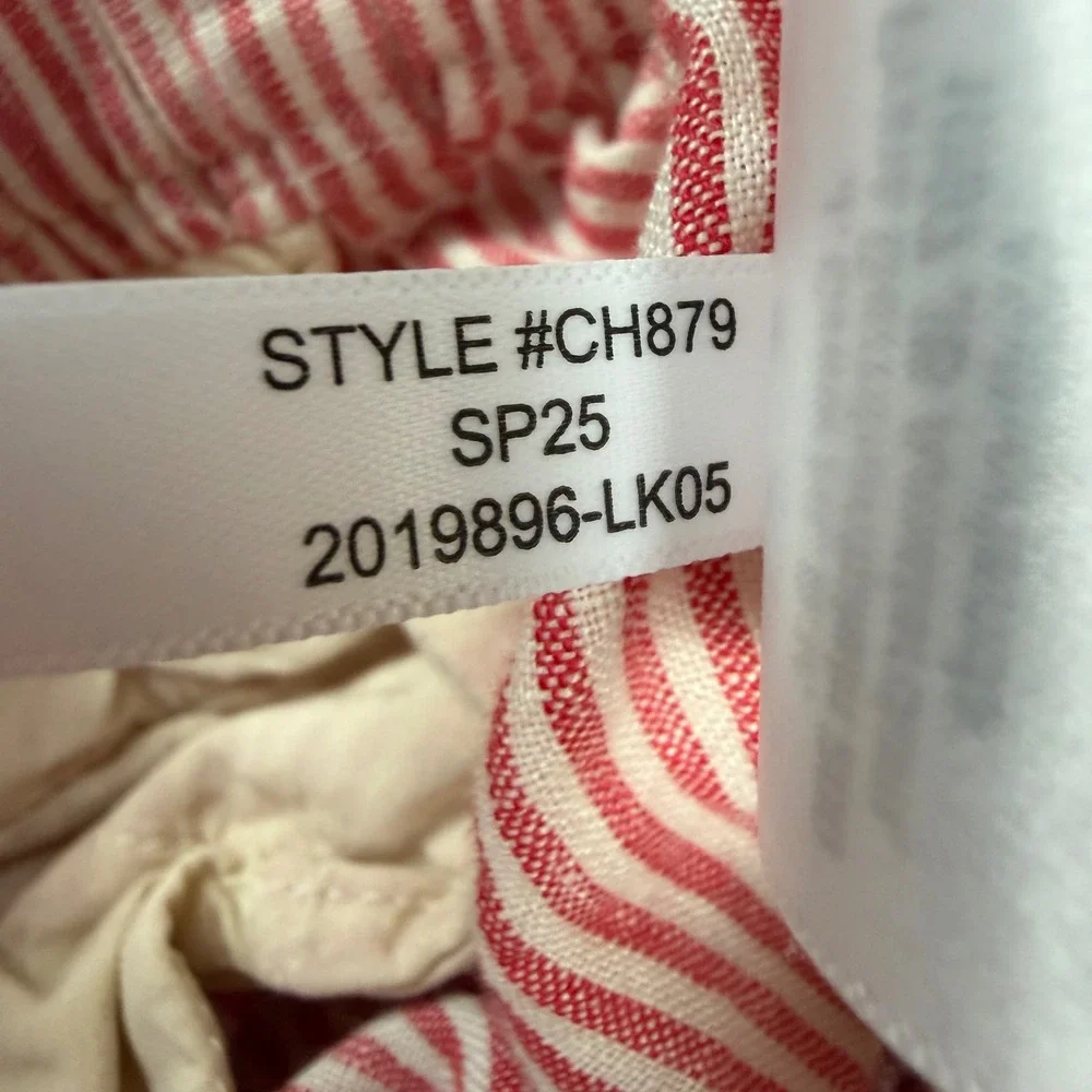 J.Crew Women XXS Electric Red Striped Harbor Shorts 100% Linen Re-Imagined CH879
